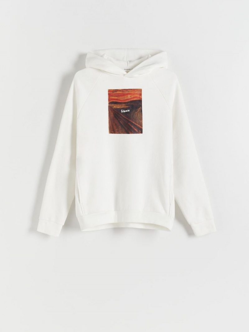 Reserved Printed sweatshirt Ivory | 39768MPAH