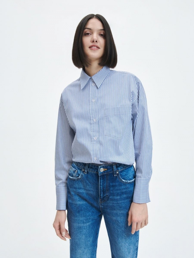 Reserved Pruhované shirt Modre | 53126FTDO