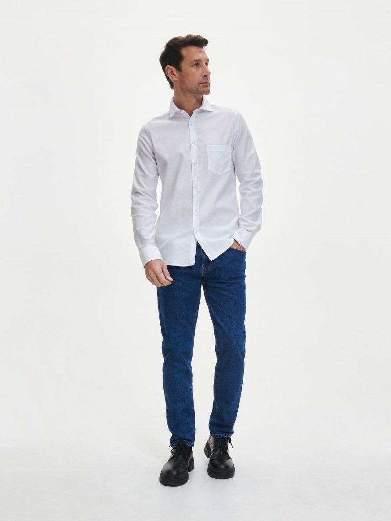Reserved Regular fit Tencel™ Lyocell rich shirt Biele | 42708XYZK