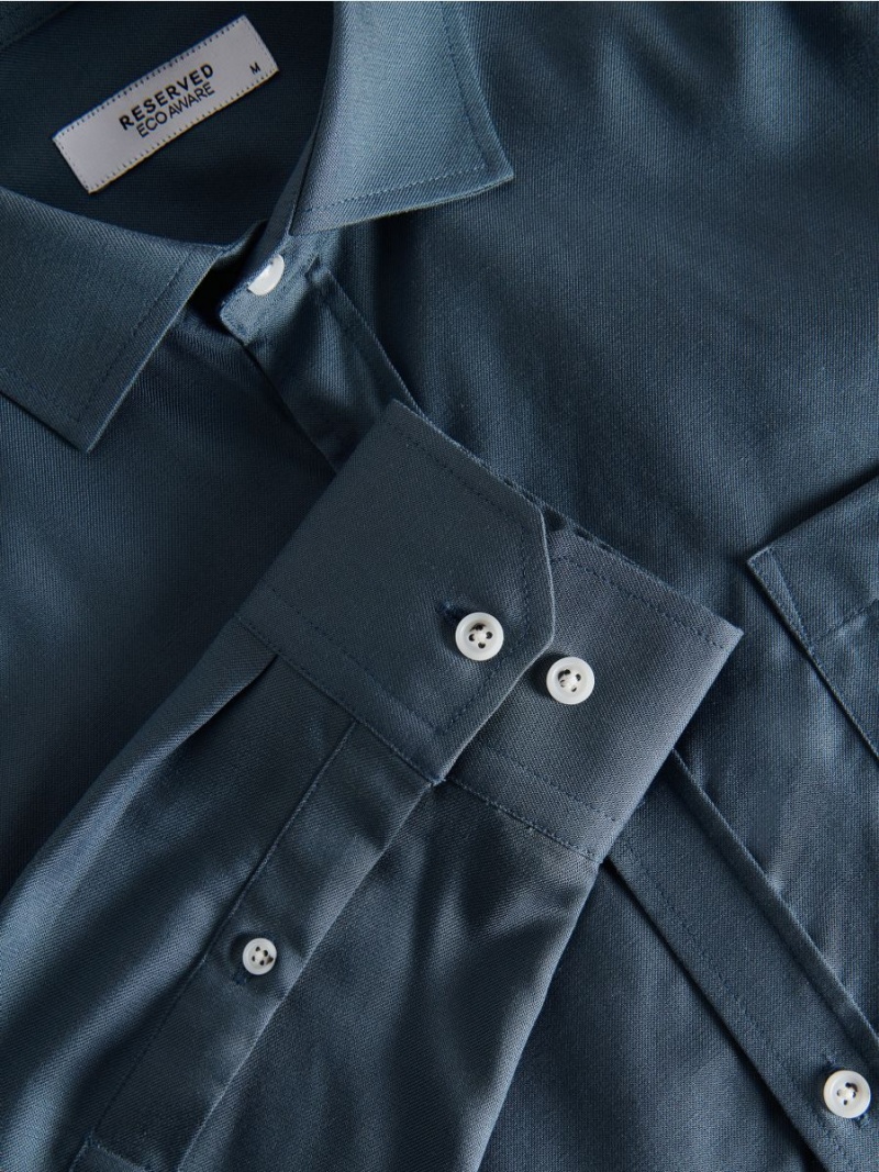 Reserved Regular fit Tencel™ Lyocell rich shirt Modre | 42837CINV