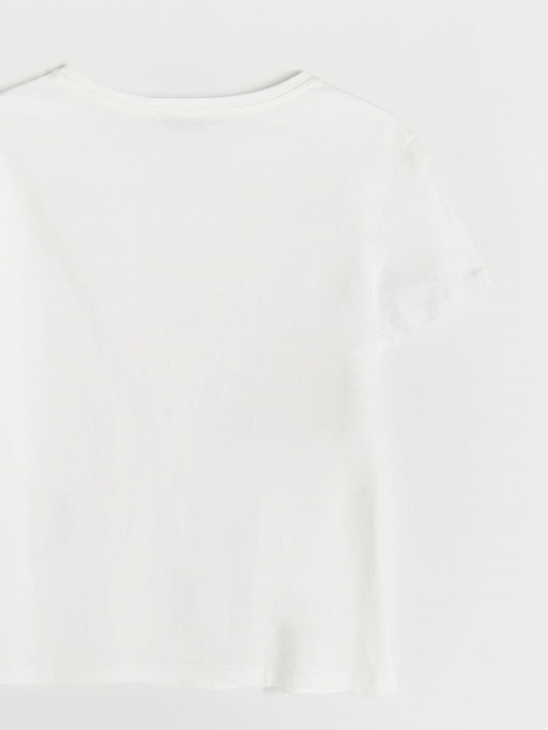Reserved Regular fit T-shirt with appliqués Biele | 14730WLGA