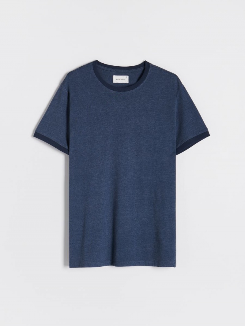 Reserved Regular fit T-shirt with contrasting trimming Námornícka Modrá | 75430PNRL