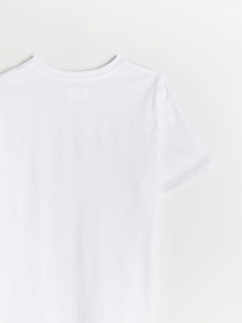 Reserved Regular fit T-shirt with print Biele | 84275YKXM