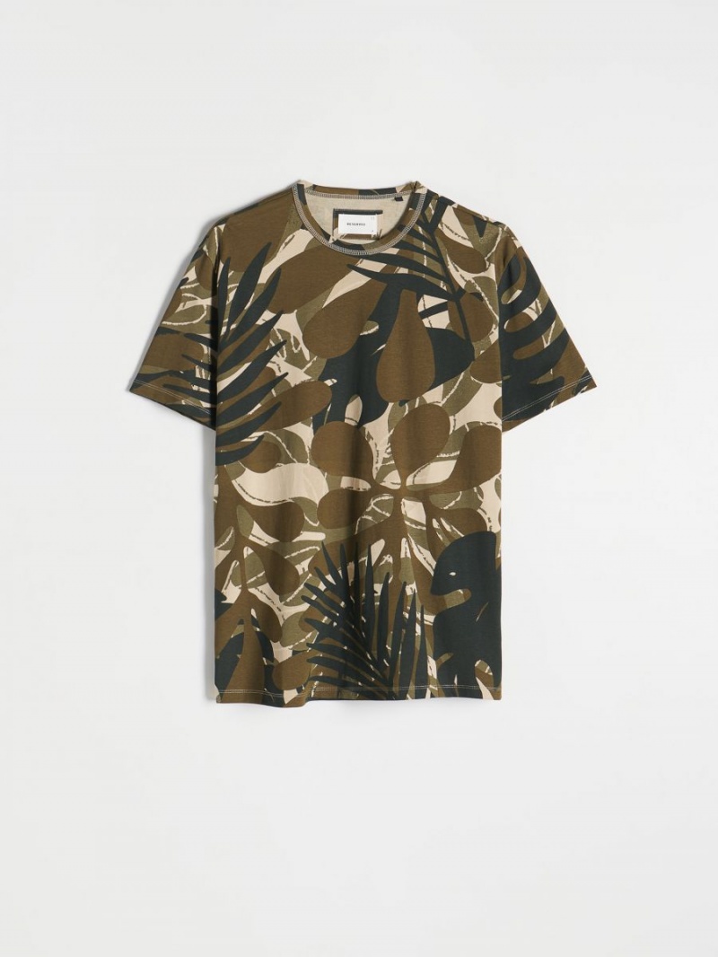 Reserved Regular fit T-shirt with print Hnedožltý | 25794YASM