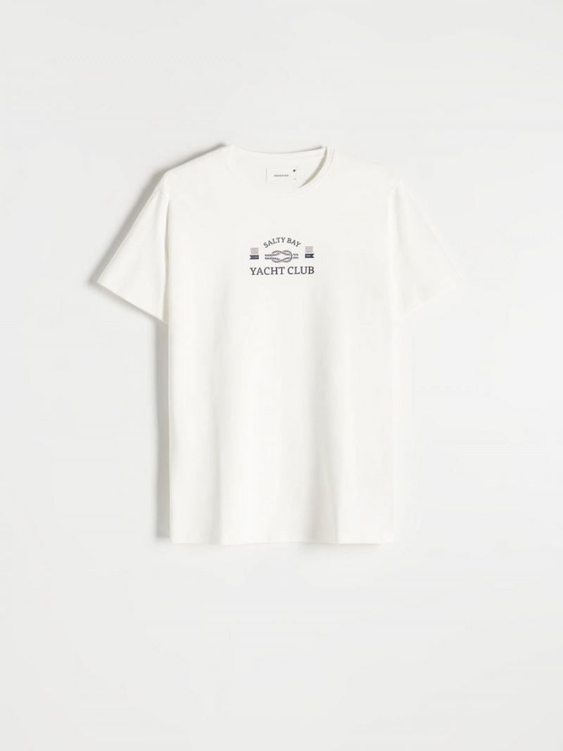 Reserved Regular fit T-shirt with print Ivory | 40135ENCP