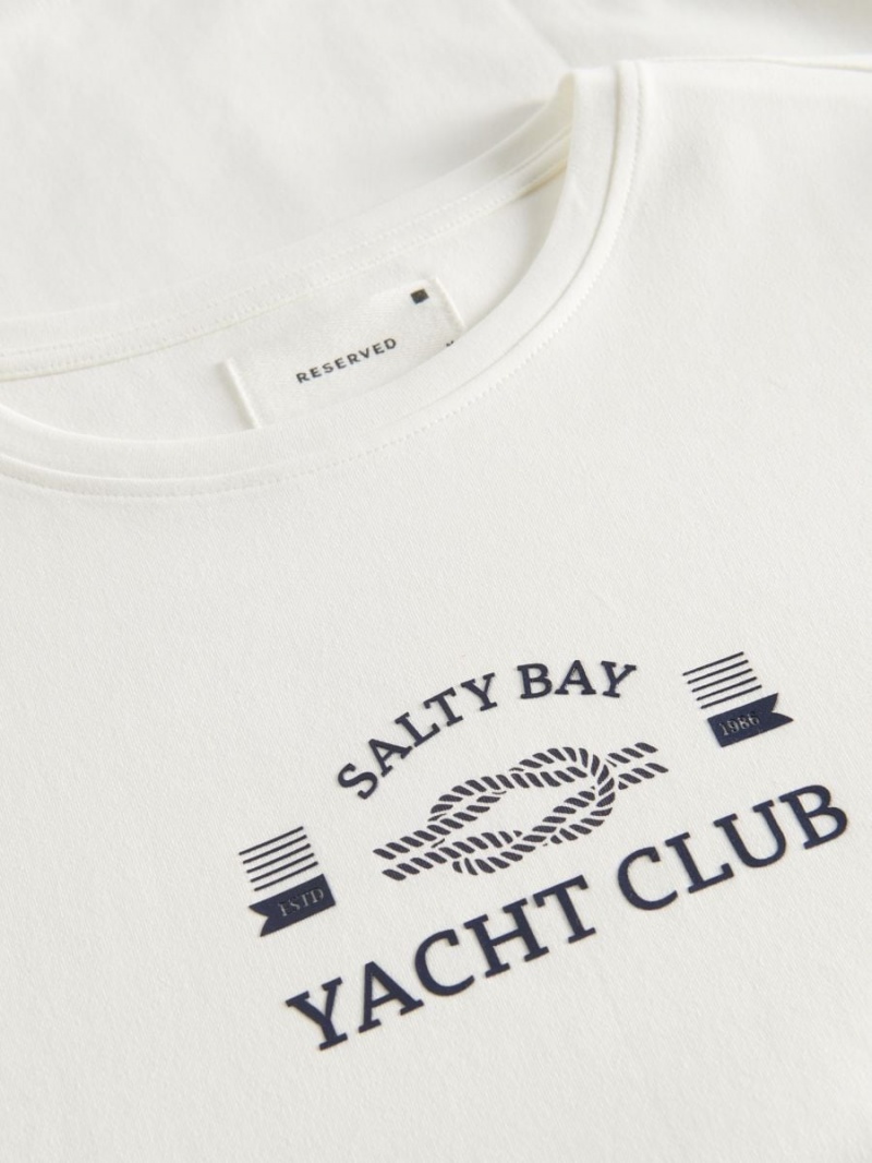 Reserved Regular fit T-shirt with print Ivory | 40135ENCP