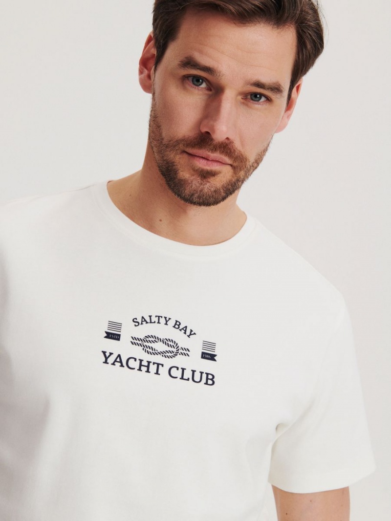 Reserved Regular fit T-shirt with print Ivory | 40135ENCP
