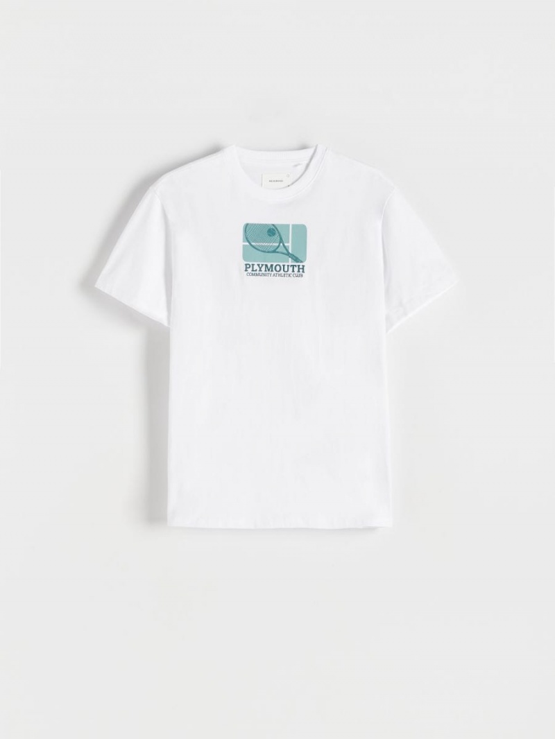 Reserved Regular fit T-shirt with print Ivory | 85716LNOA