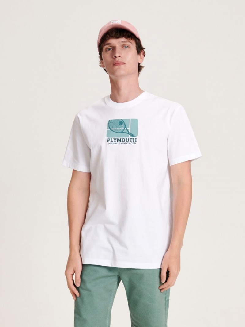 Reserved Regular fit T-shirt with print Ivory | 85716LNOA