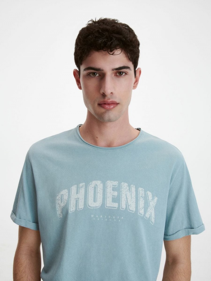 Reserved Regular fit T-shirt with print Modre | 42307QHDB