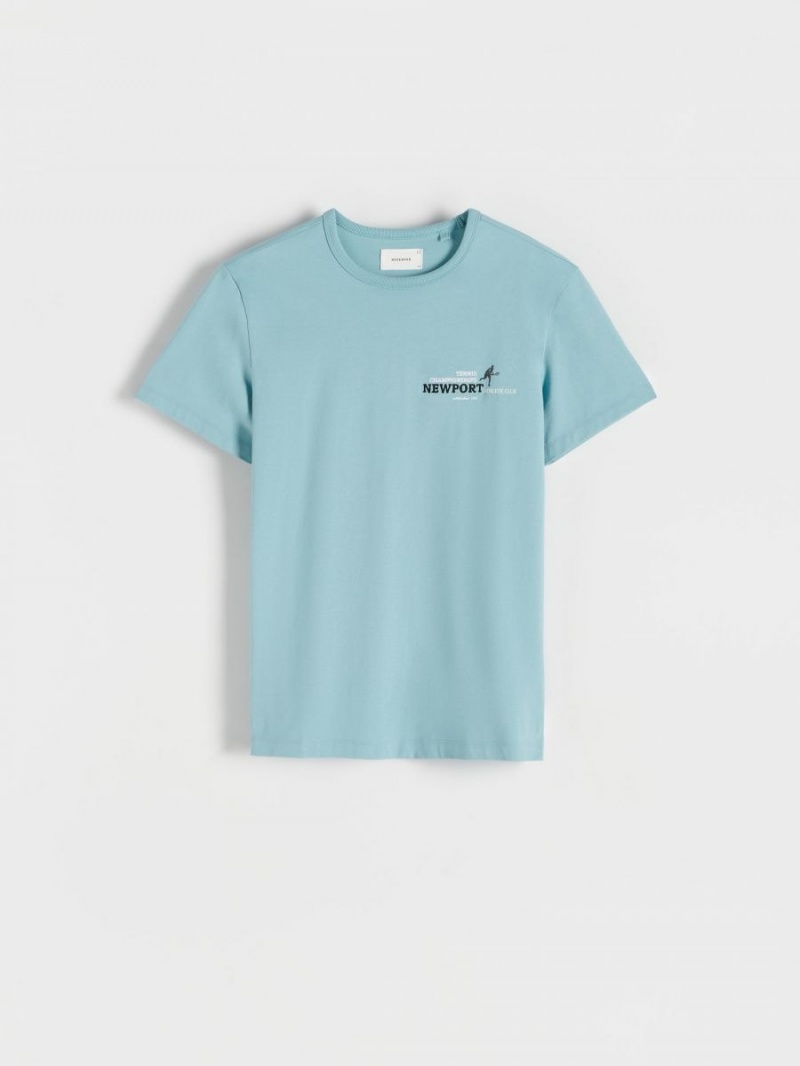 Reserved Regular fit T-shirt with print Tyrkysové | 42859JLBN