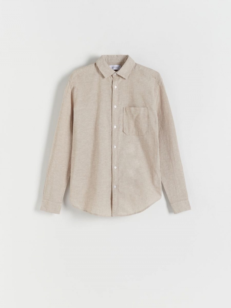 Reserved Regular fit linen rich shirt Béžové | 52360YVOB