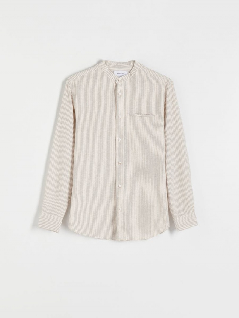 Reserved Regular fit linen rich shirt Béžové | 49872CUPN