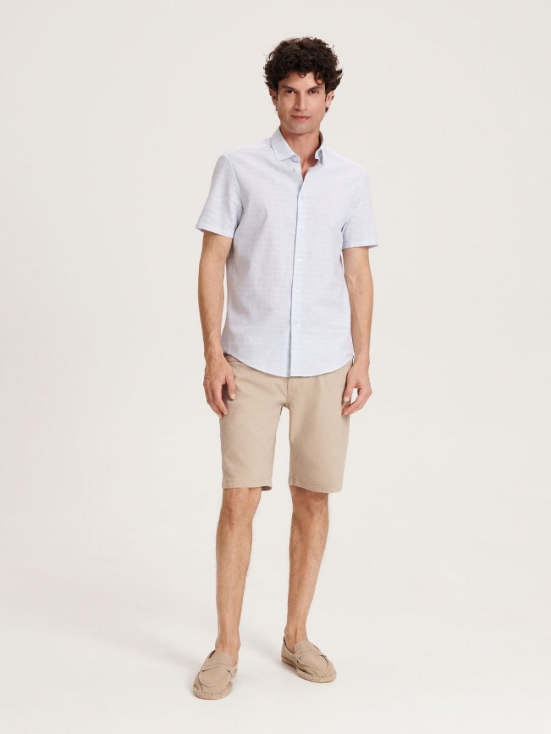 Reserved Regular fit linen rich shirt Modre | 94657BXIR