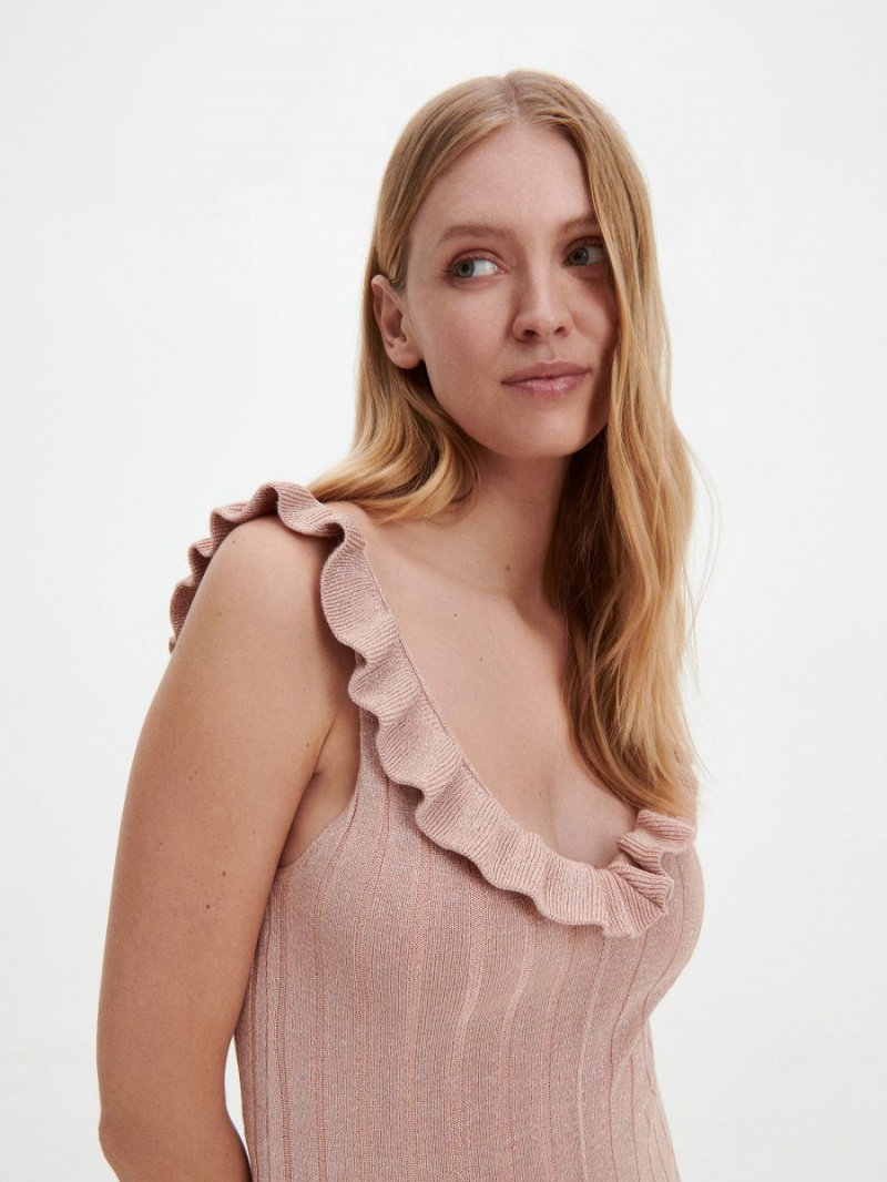 Reserved Rib knit jersey dress Béžové | 42761OZGJ