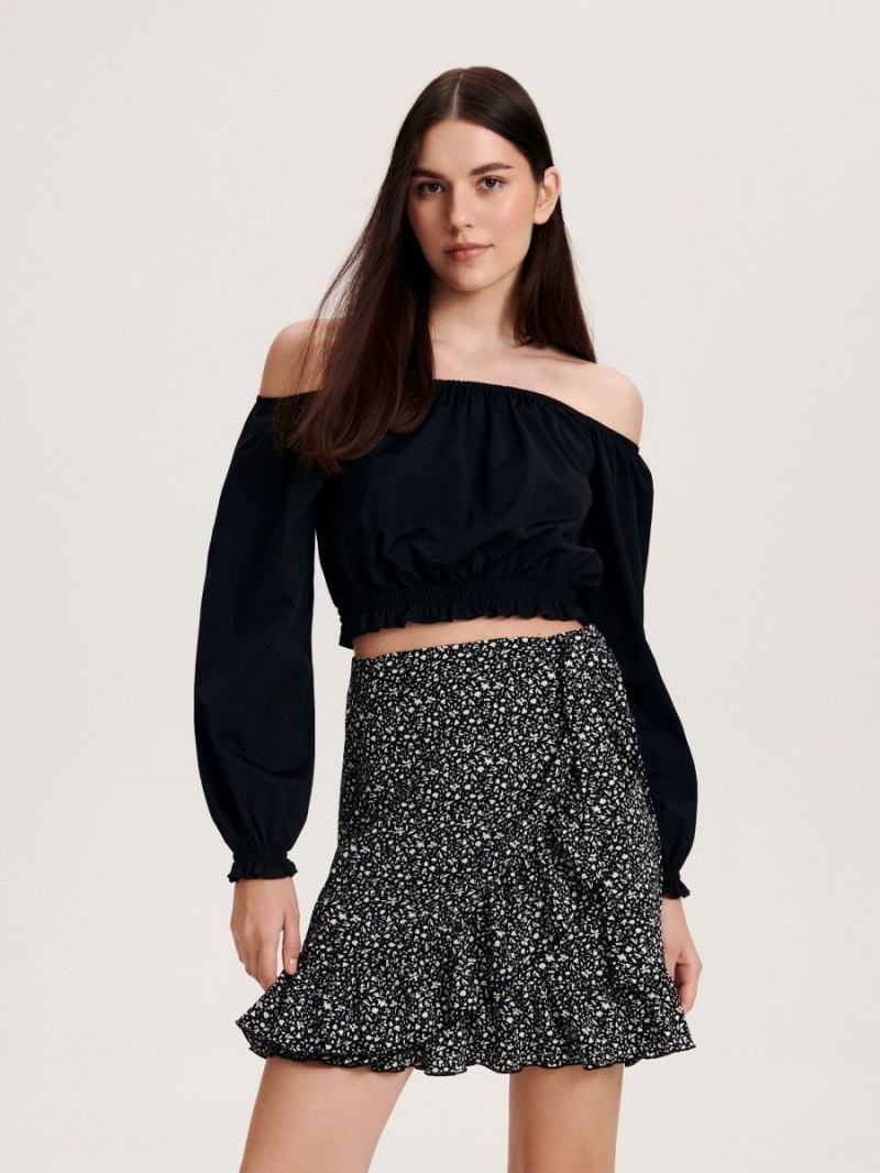 Reserved Ruffle mini skirt Čierne | 17539OUBW