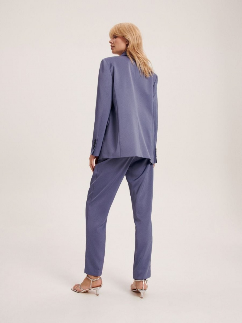 Reserved Satin fabric trousers Modre | 35769LUFH