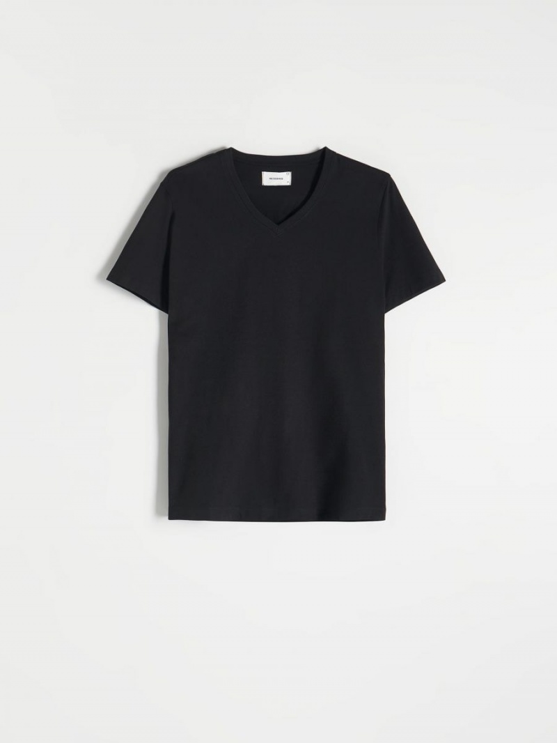 Reserved Slim fit V-neck T-shirt Čierne | 17635QWKY
