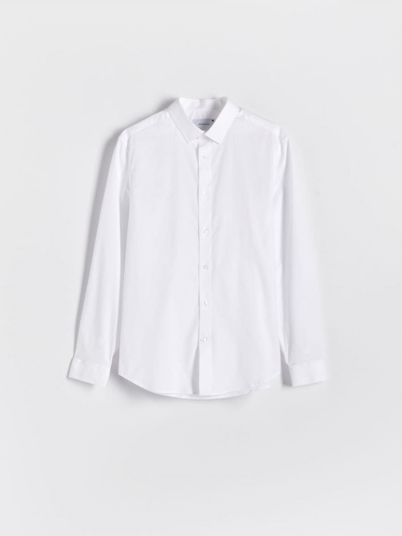 Reserved Slim fit cotton rich shirt Biele | 54602FXWA