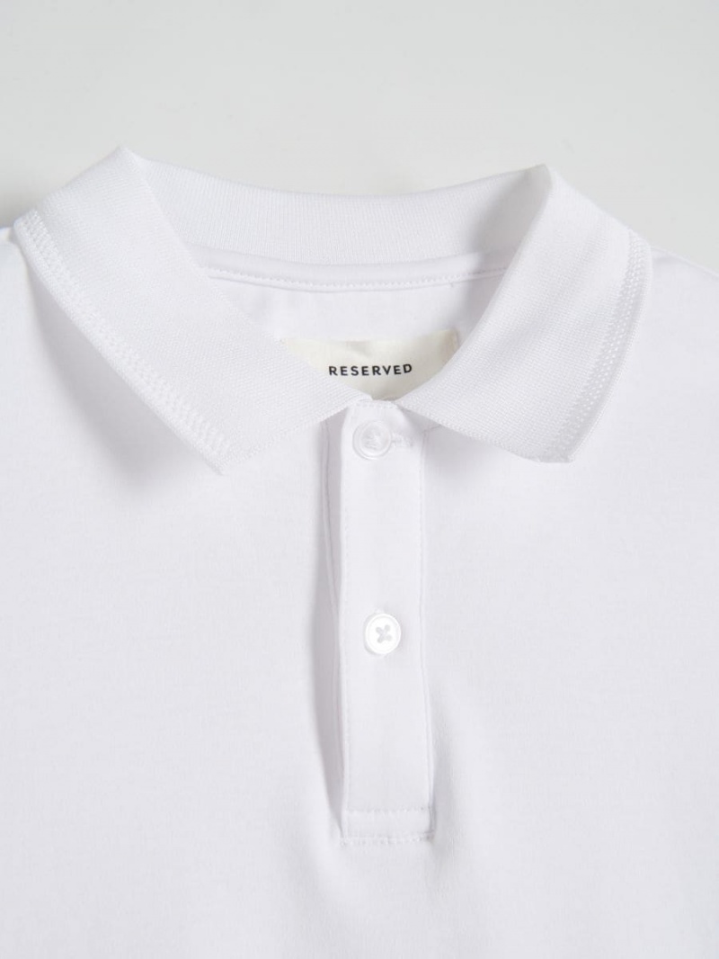 Reserved Slim fit polo shirt Biele | 16284PYEJ