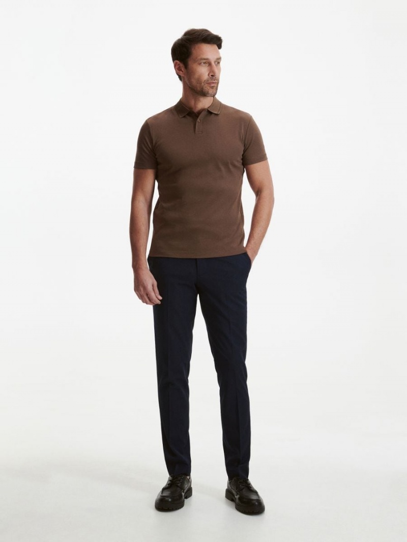 Reserved Slim fit polo shirt Hnede | 53489TFGY