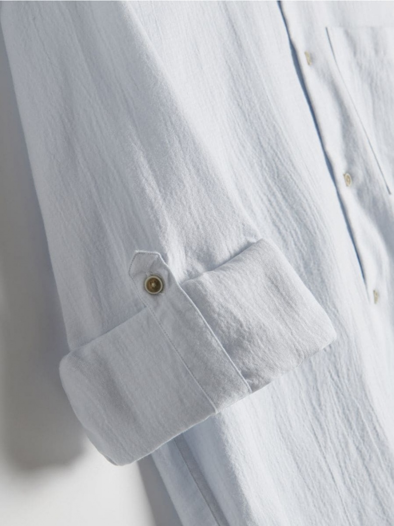 Reserved Slim fit shirt with stand up collar Modre | 82016RYHQ