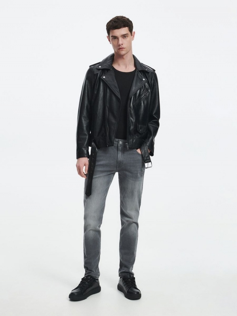 Reserved Slim jeans with wash effect Svetlo Siva | 53901UERO