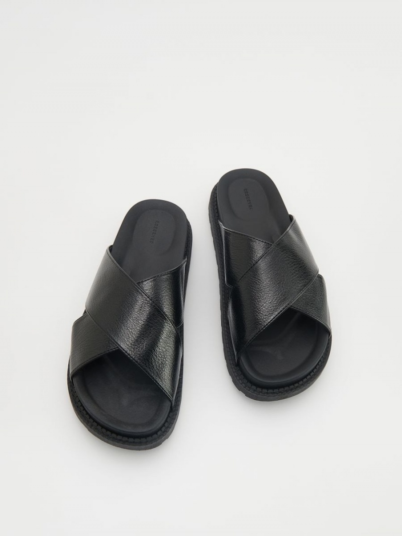 Reserved Thick sole sliders Čierne | 36184KPHE