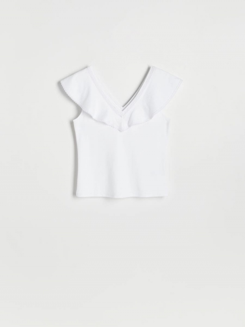Reserved Top with ruffle detail Biele | 73810CZVF