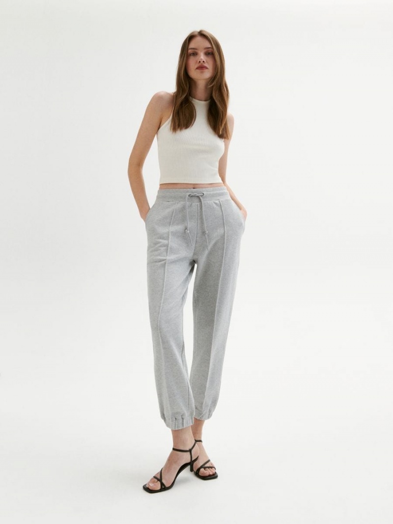Reserved Trousers with decorative stitching Svetlo Siva | 50394OMEH