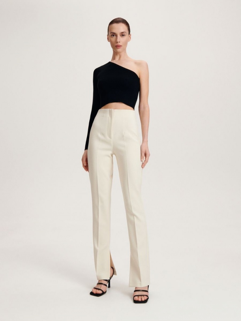 Reserved Trousers with split hems Ivory | 40352GSTX