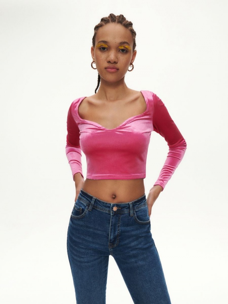 Reserved Velour blouse Ruzove | 84017FOIK