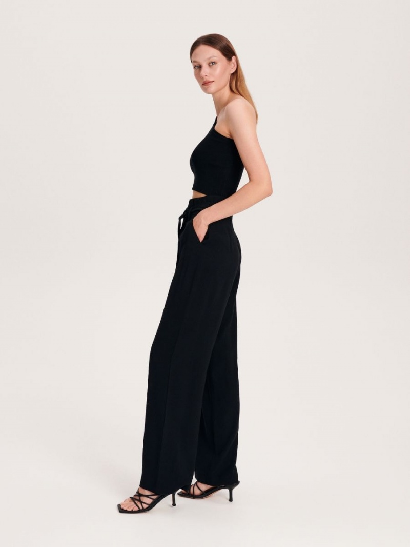 Reserved Viscose rich palazzo trousers Čierne | 30526XELO