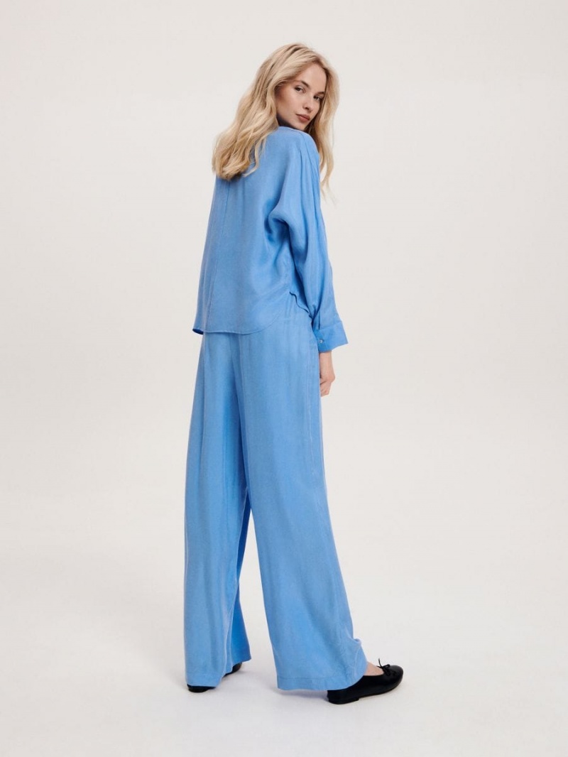 Reserved Viscose trousers Modre | 82574VRST