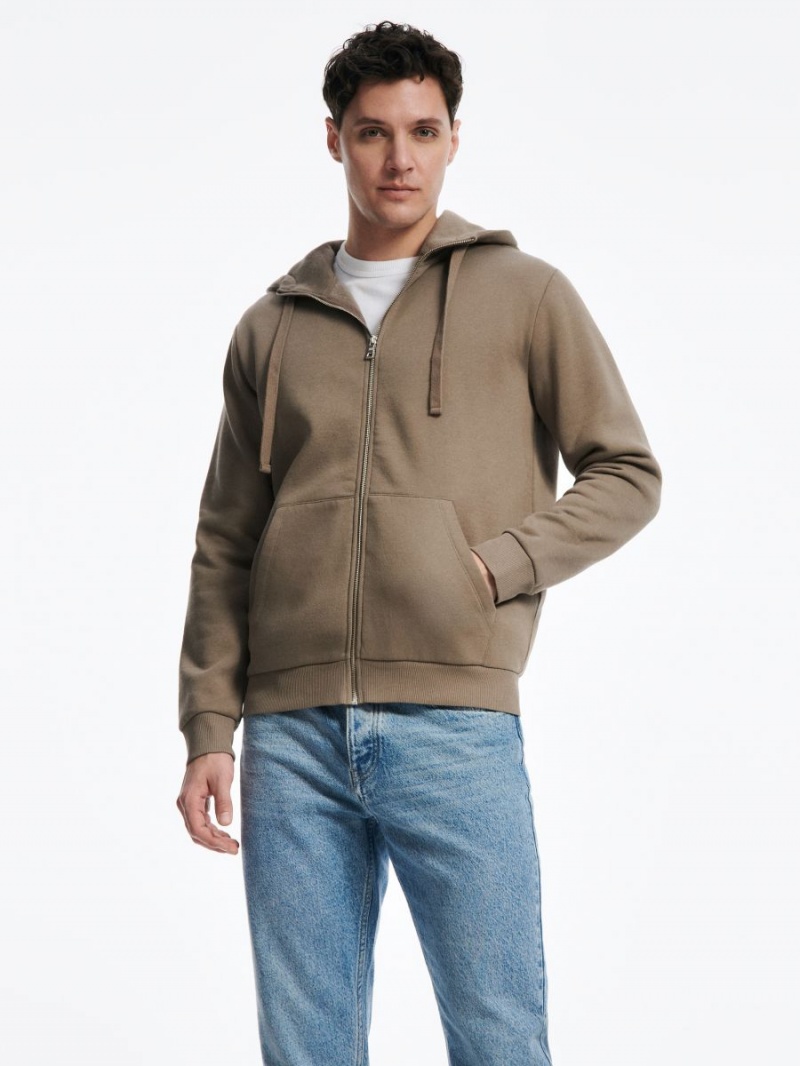 Reserved Zip up hoodie Béžové | 70253EAYP